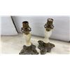 Image 4 : Pair of Onyx and Brass Candlesticks, Ceramic Cornucopia Vases, Glass Bells and More