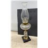 Image 2 : Antique Oil Lamps Including Frosted Glass Iris Lamp and Hand-Painted Floral Ceramic Lamp