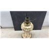 Image 9 : Antique Oil Lamps Including Frosted Glass Iris Lamp and Hand-Painted Floral Ceramic Lamp