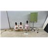 Image 1 : 4 Accent Table Lamps: Rose Accent, No Shades & Chrome Lamp with Green Shade 20" H