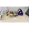 Image 1 : Ceramic Clown and Wabasso Bunny Banks, Assorted Tins, Plush Monkey and Bear, and More
