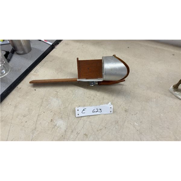 Antique Underwood Handheld Stereoscope Viewer With Wooden Handle and Etched Metal Hood, 1901