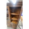 Image 6 : Traditional Dark Wood Corner China Cabinet with Diamond-Grid Glass Doors, Drawer, and Lower Cabinet
