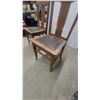 Image 3 : Pair of Vintage Oak Dining Chairs With Studded Leather Seats and Slatted Backrests