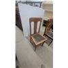 Image 5 : Pair of Vintage Oak Dining Chairs With Studded Leather Seats and Slatted Backrests
