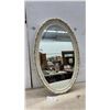 Image 1 : Oval Wall Mirror with Ornate Cream and Gold Distressed Floral Scrollwork Frame, 33 x 21"