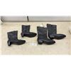 Image 1 : Two Pairs of Black Leather Women's Mid-Calf Boots with Block Heels and Side Zippers, Sz 9.5