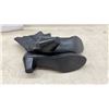 Image 3 : Two Pairs of Black Leather Women's Mid-Calf Boots with Block Heels and Side Zippers, Sz 9.5