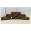Image 3 : Set of Six Antique Hand-Carved Wooden Sewing Machine Drawers with Decorative Motifs