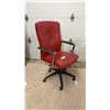 Image 1 : Senator Profile Executive Office Chair with Red Leather Style Upholstery and Chrome Loop Armrests