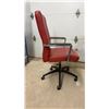 Image 2 : Senator Profile Executive Office Chair with Red Leather Style Upholstery and Chrome Loop Armrests