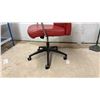 Image 4 : Senator Profile Executive Office Chair with Red Leather Style Upholstery and Chrome Loop Armrests