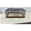 Image 1 : Vintage Rectangular Wire Small Animal or Bird Cage with Wooden Base Tray and Hinged Door