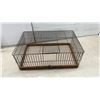 Image 4 : Vintage Rectangular Wire Small Animal or Bird Cage with Wooden Base Tray and Hinged Door