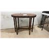 Image 1 : Antique Dark Brown Wooden Console Table With Octagonal Top and Turned Legs, 29 x 32 x 19"