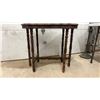 Image 3 : Antique Dark Brown Wooden Console Table With Octagonal Top and Turned Legs, 29 x 32 x 19"