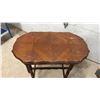 Image 6 : Antique Dark Brown Wooden Console Table With Octagonal Top and Turned Legs, 29 x 32 x 19"