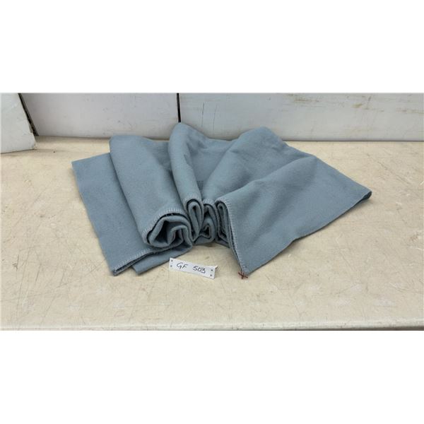 VIA Rail Canada Vintage Light Blue Pure New Wool Shrink Resist Blanket