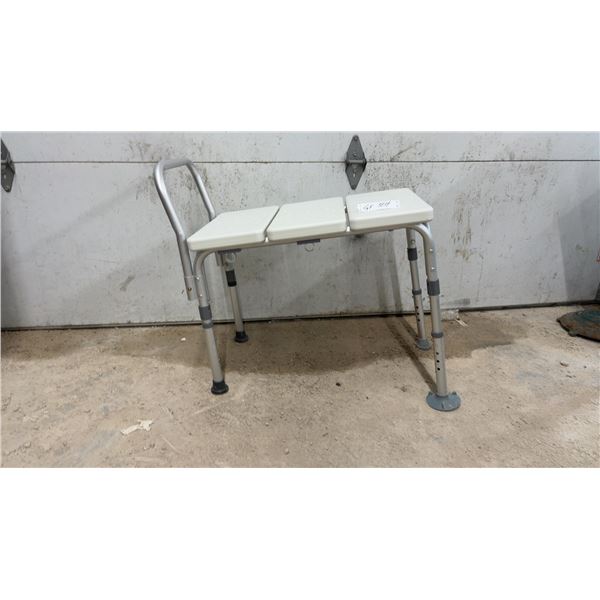 HomeEquip GF 504 Adjustable Shower Transfer Bench with Support Handle and Drainage Holes