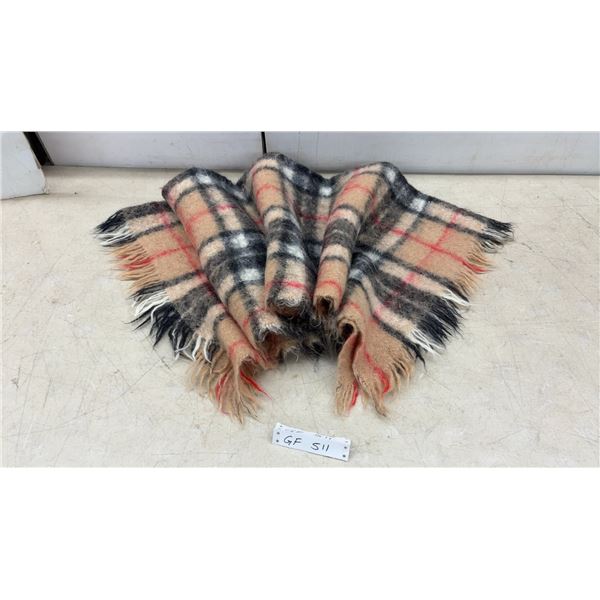 Creagaran Plaid Mohair Wool Blend Throw Blanket with Fringe, Woven in Scotland
