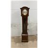 Image 1 : Traditional Dark Wood Grandmother Clock with Barley Twist Columns and Brass Pendulum, 51 x 7 1/