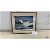Image 1 : Framed Seascape Oil Painting of Waves Crashing on Rocks, Signed by Joyce Carter, 16 x 19"