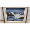 Image 4 : Framed Seascape Oil Painting of Waves Crashing on Rocks, Signed by Joyce Carter, 16 x 19"