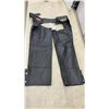Image 1 : HJC Apparel Black Leather Motorcycle Chaps, Size Small, Buckle and Lace Waist