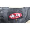 Image 3 : HJC Apparel Black Leather Motorcycle Chaps, Size Small, Buckle and Lace Waist