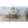 Image 1 : Mid-Century Modern Gossip Bench with Wrought Iron Frame, Upholstered Seat and Magazine Rack