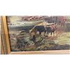 Image 5 : Framed "Crossing the Ford" Pastoral Landscape Painting on Devoe Academy Board, Circa 1930s