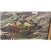 Image 6 : Framed "Crossing the Ford" Pastoral Landscape Painting on Devoe Academy Board, Circa 1930s