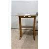 Image 3 : Hand-Painted Folk Art Wooden Drop-Leaf Accent Table with Handles and Lower Shelf