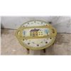Image 4 : Hand-Painted Folk Art Wooden Drop-Leaf Accent Table with Handles and Lower Shelf