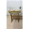 Image 6 : Hand-Painted Folk Art Wooden Drop-Leaf Accent Table with Handles and Lower Shelf