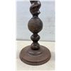 Image 3 : Antique Turned Wood Barley Twist Candlestick Holder With Ribbed Sphere and Stepped Base, 34" Tall