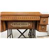 Image 2 : Antique Raymond Treadle Sewing Machine Cabinet With Carved Oak and Cast Iron Base