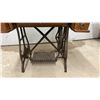 Image 3 : Antique Raymond Treadle Sewing Machine Cabinet With Carved Oak and Cast Iron Base