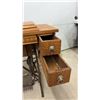 Image 4 : Antique Raymond Treadle Sewing Machine Cabinet With Carved Oak and Cast Iron Base