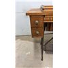 Image 5 : Antique Raymond Treadle Sewing Machine Cabinet With Carved Oak and Cast Iron Base