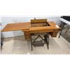 Image 8 : Antique Raymond Treadle Sewing Machine Cabinet With Carved Oak and Cast Iron Base