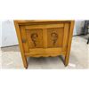 Image 2 : Antique Wooden Washstand, Carved Scroll Cabinet Doors, 29 x 26 x 18" Plus Harp