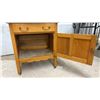 Image 3 : Antique Wooden Washstand, Carved Scroll Cabinet Doors, 29 x 26 x 18" Plus Harp