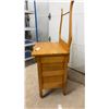 Image 6 : Antique Wooden Washstand, Carved Scroll Cabinet Doors, 29 x 26 x 18" Plus Harp