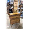 Image 7 : Antique Wooden Washstand, Carved Scroll Cabinet Doors, 29 x 26 x 18" Plus Harp
