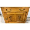 Image 9 : Antique Wooden Washstand, Carved Scroll Cabinet Doors, 29 x 26 x 18" Plus Harp