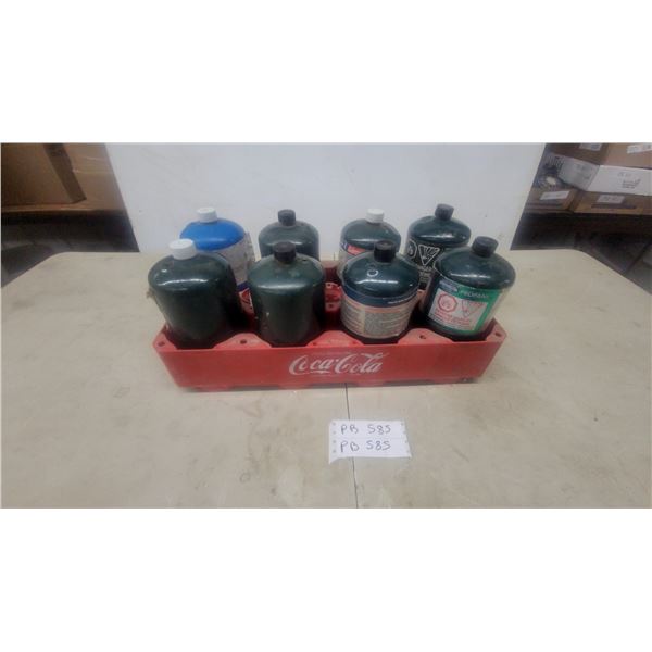 Coca-Cola Plastic Crate with Coleman Propane Fuel Cylinders and More