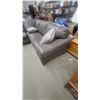 Image 2 : Taupe Leather-Look Sectional Sofa with Nailhead Trim and More 100""One Way and 64" the Other Way