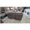 Image 6 : Taupe Leather-Look Sectional Sofa with Nailhead Trim and More 100""One Way and 64" the Other Way