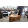 Image 1 : French Provincial Nine-Drawer Triple Dresser with Matching Ornate Mirror, Light Brown Wood